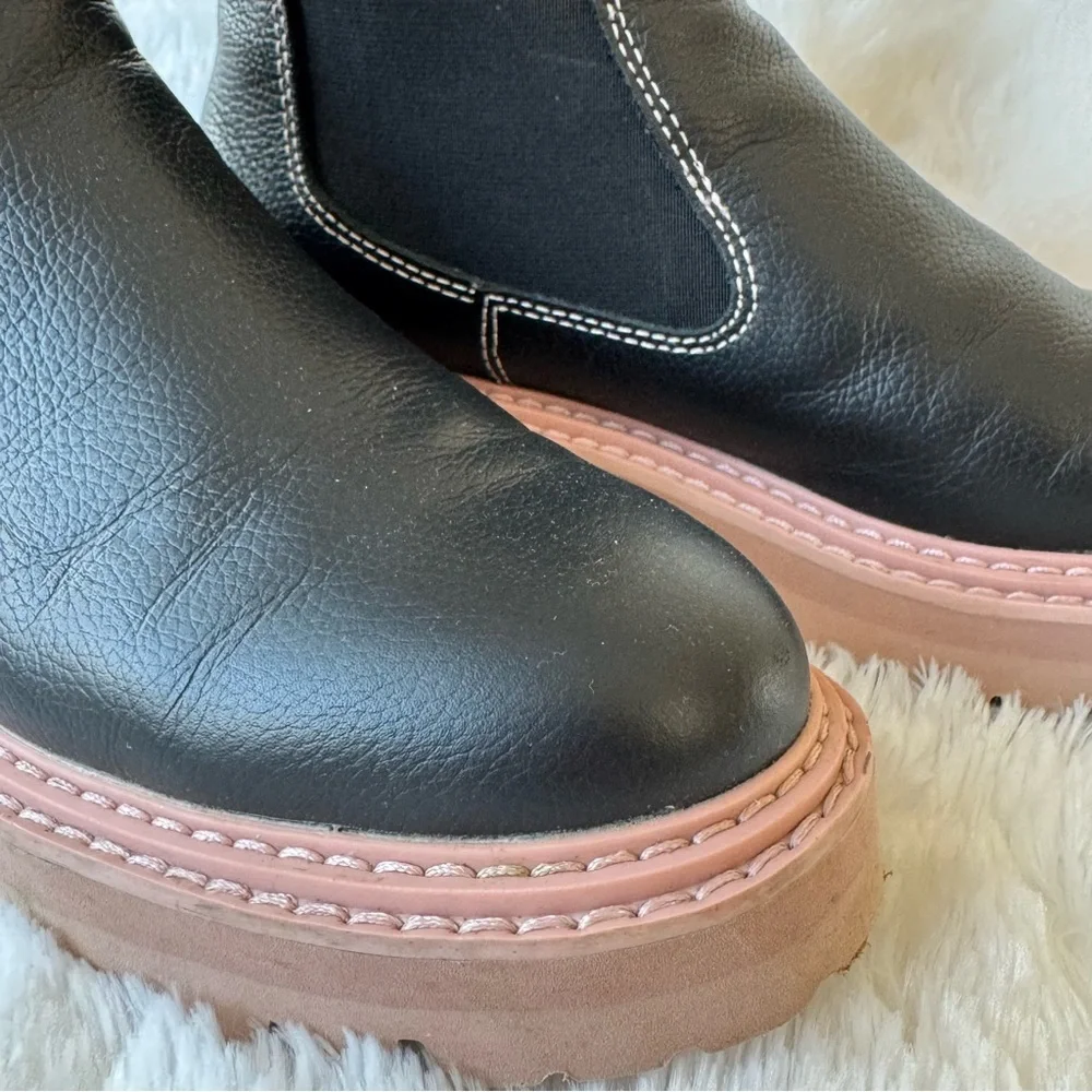 Dolce Vita Moana H20 Black Pink Leather Chelsea Waterproof Boot 7M